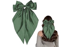 ZHONGSHUANG Grass Green Hair Clip - Soft Satin Silky Bows, Cute Gifts for Women & Girls