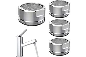 FINEHENCHI 4 Pcs Water Saver Spout Filter Mesh Tap Aerator Head Faucet 24mm Replacement Insert Tap Spout Brass Male Spout Threaded Aerator Water Saving Faucet Nozzle for Kitchen Sink Bathroom Restaurant Public
