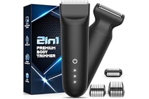 TEETHBLISS Afeitadora Corporal Masculina: Depiladora Corporal Hombre Uso Húmedo y Seco IPX7 Impermeable para Axilas, Pecho, Piernas y Genitales, 2 Cabezas Cerámica 3 Peines