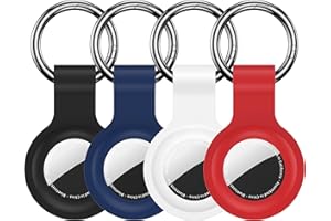 Aimtel 4 Pièce Étuis Compatibles avec AirTag Apple, Étuis en Silicone pour Porte Clef Air Tag Apple, Ultra Léger, Lavable, Résistant Aux Rayures, pour Support Keychain Air Tag