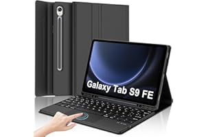 IVEOPPE Funda Teclado Samsung Galaxy Tab S9 FE 10.9"/S10 FE 10.9"/S9 11" con Touchpad, Teclado Trackpad España Ñ Bluetooth Inalambrico Desmontable para Samsung Tab S10 FE 10.9"/S9 FE 10.9"/S9 11", Negro