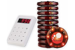 ‎RETEKESS Retekess TD158 Pager Restauracyjny, Bezprzewodowy System Przywoławczy, Wyświetlacz LED, 4 Tryby Wywoływania, Bateria o Dużej Pojemności, Klawiatura Wyciszająca, Restaurant Pager, Hotel