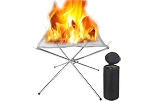 LOLYSIC Portable Fire Pit for Camping, Outdoor Foldable Fire Pit with Carrying Bags, Stainless Steel Mesh Fire Pit Small Firepit Collapsible Bonfire for Garden Patio Backyard Picnic Travel BBQ Heating