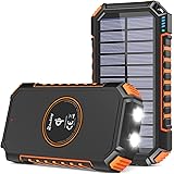 Hiluckey Wireless Solar Powerbank 26800mAh Wasserdichtes Solar Ladegerät USB C Externer Akku mit 4 Outputs, Power Bank für Sm