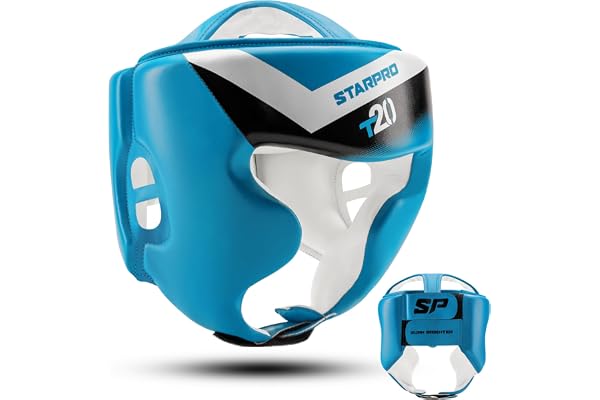 Starpro T20 Casque de Boxe - Cuir PU - Protection d'entraînement pour Le Combat en Boxe Muay Thai Kickboxing et Casque de Combat - De Nombreuses Tailles