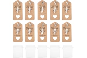Amosfun 30 Pcs Angel Favor Keychains Set with Organza Bags and Thank You Kraft Tags Guest Return Favors Souvenir Gifts for Wedding Birthday Baby Shower Bridal Shower
