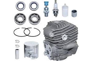 AUMEL Cylinder & Piston Kit for Husqvarna K760 K750 Cutoff Saw, 51mm Cylinder + Piston + Bearings + Decompression Valve + Fuel Filter + Spark Plug Spare Parts Kit 15 in 1