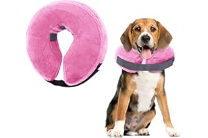 CREAHER Aufblasbare Halskrause für Hunde Katzen, Aufblasbarer Hundekragen Halskrause für Genesung nach Operationen oder Wunden, Haustiere Einstellbar Schutzkragen (Pink S)