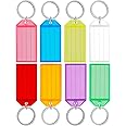 Uniclife 20 Pack Tough Plastic Key Tags with Split Ring Label Window, Assorted Colors
