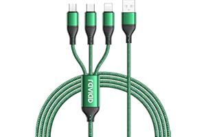 RAVIAD Multi Cavo di Ricarica, 3 in 1 Multiplo Cavetto Micro USB Tipo C Nylon Intrecciato Cavo di Ricarica USB per Phone XS/XR, Samsung Galaxy/Huawei/Honor/Nexus 6P 5X/Google Pixel/LG/Redmi -1.2M