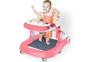 HIUME Baby Walker,Lights and Music Walkers for Baby for Boys and Girls from 6 7 8 9 10 12 Months Plus,Activity Walker for Babies for 1 Year Olds,Pink