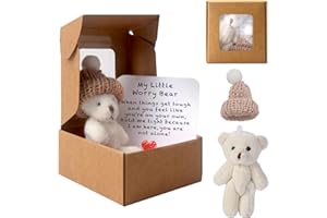 TOGETDREAM Worry Bear Hug in a Box, A Little Pocket Bear Hug Mini Plush Bears in Box Get Well Soon Gifts for kids Pocket Bears with Inspirational Card Positive Gift for Women Men Valentine's Day Christmas