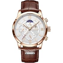 TOPHILL Orologio Da Uomo Analogico Quarzo - Impermeabile 3ATM, Quadrante Grande 43mm Con Datario, Cinturino In Pelle Morbida (Nero/Marrone), Regalo Elegante - 4