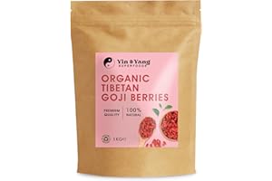 Organic Tibetan Goji Berries 1kg, by Yin & Yang Superfoods. Premium Quality, Delicious Sweet Flavour, 100% Natural, High in Vitamins, Minerals & Antioxidants, Source of Fibre, Vegan