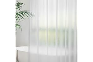 AooHome Duschvorhang 120x200 Transparent Weiß mit 3 Gewicht Magnete unten, Duschvorhänge mit 8 Haken, Bad Vorhang Gefrostet mit Prägemuster Wasserdicht Anti-Schimmel für Badewanne, Badezimmer