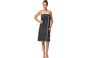 Sowel® Damski kilt do sauny, 100% bawełna organiczna, ręcznik do sauny z zapięciem na rzepy i gumowym ściągaczem, ręcznik do sauny o długości do kolan, 80 x 130 cm, antracytowy/szary