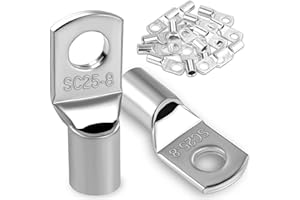 DAWENUR 20 capicorda 25 mm2, M8, capicorda ad anello, in rame ispessito, non isolato, SC, colore argento