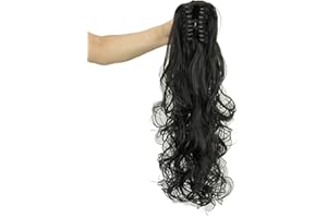 IMISSU Przedłużenia włosów w kształcie końskiego ogona o długości 61 cm, gruby kok, dopinki, koński ogon, klips w tresce (Czarny)