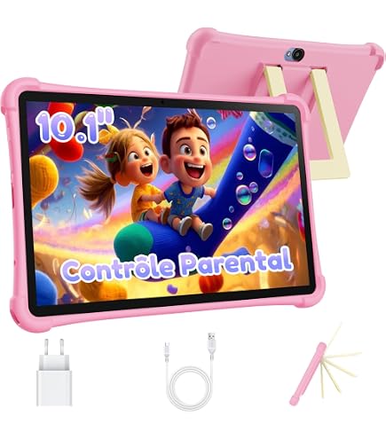 Tablette Enfants 10 Pouces Android 14 - 20Go RAM 128Go ROM, Octa-Core, WiFi 6, Batterie 6000mAh, Étui EVA - Vert