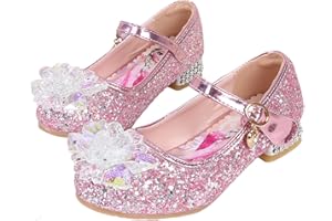 KANDEMY Mädchen Kristall Elsa Schuhe mit Absatz Glitzer Prinzessin Schuhe mit Pailletten Kinder Sandalen Eiskönigin für Halloween Fest Fasching Geburtstag Party