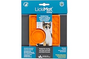 LickiMat Tapete de comida para gatos - Alimentador lento para gatos con micro plato para mayor hidratación - Perfecto para alimentos, golosinas, yogur y alivio de la ansiedad para gatos - Alternativa