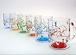 Set 6 Tazze Mug Jazz monocolore in Vetro dipinte a mano Murano Style Venezia