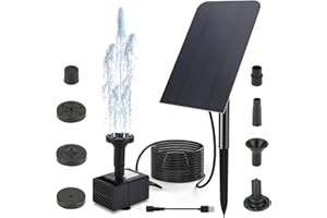 icyant Solar Springbrunnen mit Panel, 2.5W 170L/H USB Wiederaufladbare Solar Wasserpumpe Pumpe Garten Springbrunnen mit 7 Düsen Solarpumpe Solar Teichpumpe Kit für Vogelbad, Teich, Garten, Fischtank