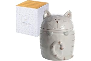 SPOTTED DOG GIFT COMPANY Storage Jar with Lid, Ceramic Kitchen Jar Canister for Tea and Coffee and Food Storage, Home and Kitchen Cat Themed Gift for Cat Lovers