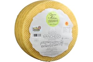 QUESOS LA ALDEA CALIDAD ARTESANAL QUESOS LA ALDEA | Queso Artesano Manchego de Oveja Semicurado | D. O. La Mancha | Cuña de 0,75 kg | Kits y Packs de Quesos | Cajas Degustación y Gourmet | Disponible: Entero, en mitades o cuartos