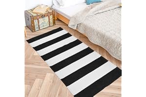 YUGARLIBI Elloevn Czarne i białe paski, nowoczesne dywany, nadaje się do prania na zewnątrz, Shaggy, na taras, dywan do salonu, kuchni, pokoju dziecięcego, 70 x 110 cm