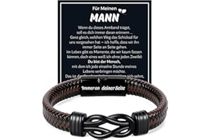 HELIXOR Valentinstag Armband Geschenk für Ihn - Geschenke für Männer Lederarmband Geschenke für Papa Ehemann Freund, Personalisierte Männer Armband Herren Leder Geburtstagsgeschenk für Vatertag Hochzeitstag