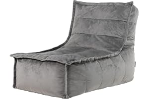 Icon Dolce Terciopelo Puff Tombona, Carbón, 79cm x 68cm, Super Suave Terciopelo Puff para Adultos, Grande Sala de Estar Puff Tombona con Relleno Incluido