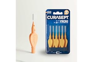 CURASEPT Scovolini Dentali Originali | Spazzolini interdentali Proxi P08 (filo 0,8 mm) | Arancio| Pulizia Profonda della Placca | Setole Nylon Ultra-flesse, Manico Ergonomico | 6 pz x confezione