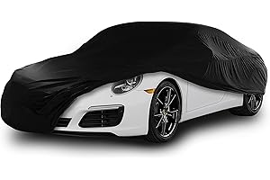 Cosmos - Copertura per auto da interno compatibile con tutte le principali Berline Medie, Tessuto Elastico, Traspirante e Antipolvere, Morbido al Tatto, Aderente, Nero