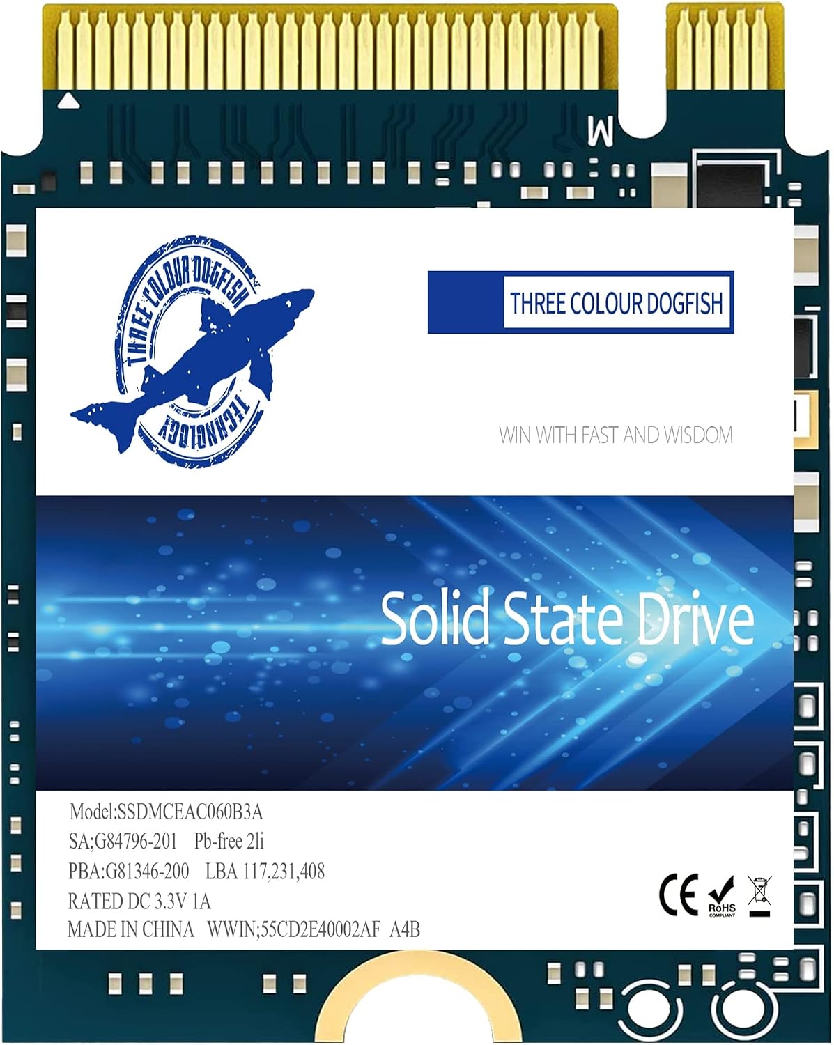 Dogfish 256GB M.2 2230 SSD NVMe PCIe Gen 3.0X4 Unidad Interna de Estado sólido Compatible con Steam Deck/Microsoft Surface Pro 8/Pro 7+/Pro X/laptop3/laptop4/laptop go(M.2 2230 NVME,256GB)