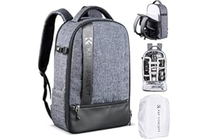K&F Concept Camera Backpack Professional DSLR Camera Bag Waterproof Photography Bag for DSLR Cameras 15 inch with Laptop/Tripod/Lenses Large Capacity Bag