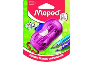 Maped - Taille-crayon Croc Twist Bieber - 2 tailles de crayons - Avec boîte de récupération - Couleur aléatoire