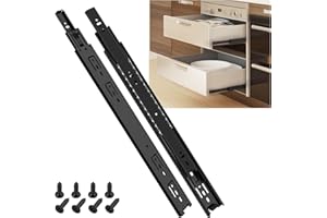 SHUHANG Glissière de Tiroir 400mm Extension Complète Coulisse Tiroir Charge Roulement à Billes Rail Tiroir Coulissant Charge Jusqu'à 45 KG Glissières Tiroires Cuisine Montage Latéral 1 Paire