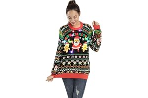 OFF THE RACK Sweter Kobiety Unisex damski sweter LED Light Up Ugly Christmas sweter zabawny świąteczny sweter