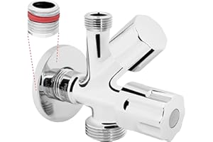 Konst-Install Kombi Eckventil Selbstdichtend 1/2 x 3/8 x 3/4 Zoll - Geräteventil Design mit Rückflussverhinderer Kombi Eckventil mit Spülmaschinen- & Waschmaschinenanschluss - Verchromter Messingguss