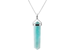 Franki Baker 925 Sterling Silver & Amazonite Double Point Pendant Necklace. 45cms