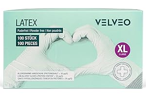 Pack of 100 Disposable Latex Examination Gloves in Dispenser Box Sizes S, M, L, XL