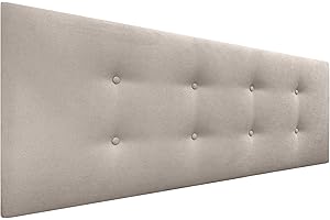 DHOME Cabecero de Polipiel o Tela AQUALINE Pro con 2 hileras de Botones Cabezal tapizado Cama Lujo (Tela Beige, 150x50cm (Camas 150/160))