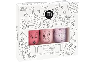 Nailmatic Kids Coffret Vernis Enfant Party - 3 Vernis à L'Eau Enfant - Maquillage Enfant dès 3 ans - Vernis Enfant Fille Non Toxique - Manucure enfant - Kit Vernis Roses