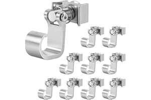 Eikuavons L-Schienenhaken-Zurrgurt, Airlineschienen L-Schienenschiene 10X Aluminiumlegierung Haken, 360-Grad-Drehbasis Silber für L-Tracks in LKWs, Anhänger, Motorrad, Pickups