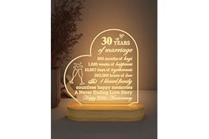FULLOSUN Anniversary Wedding Gifts for Him/Her, I Love You Night Light 3D Illusion Lamp for Couple Wife Husband Romantic Valentines Wedding Day Present (30th)