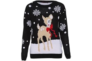 Girlzwalk Unisex Kids Baby Deer Christmas Jumper Girls Knitted Bambi Xmas Jumper