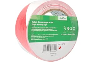 Cinta adhesiva tarifold seguridad para marcaje y señalizacion de suelo 33 mt x 50 mm color blanco/rojo