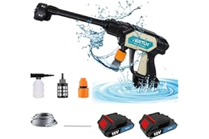RONTALY Cordless Pressure Car Washer, 725PSI Portable Pressure Cleaner Jet Washer 25Bar, 6-in-1 Nozzle, with 2pcs 3.0Ah Battery Pressure Washer for Car/Floor/Garden Cleaning & Watering