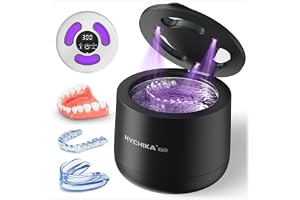 Ultraljudsrengöringsanordning, tandskena med UV-sterilisering, 45 kHz högfrekvens, 4 lägen UV tandskena, rengöring, 200 ml tandrengöringsbehållare, retainer, nattskenor, assietter etc
